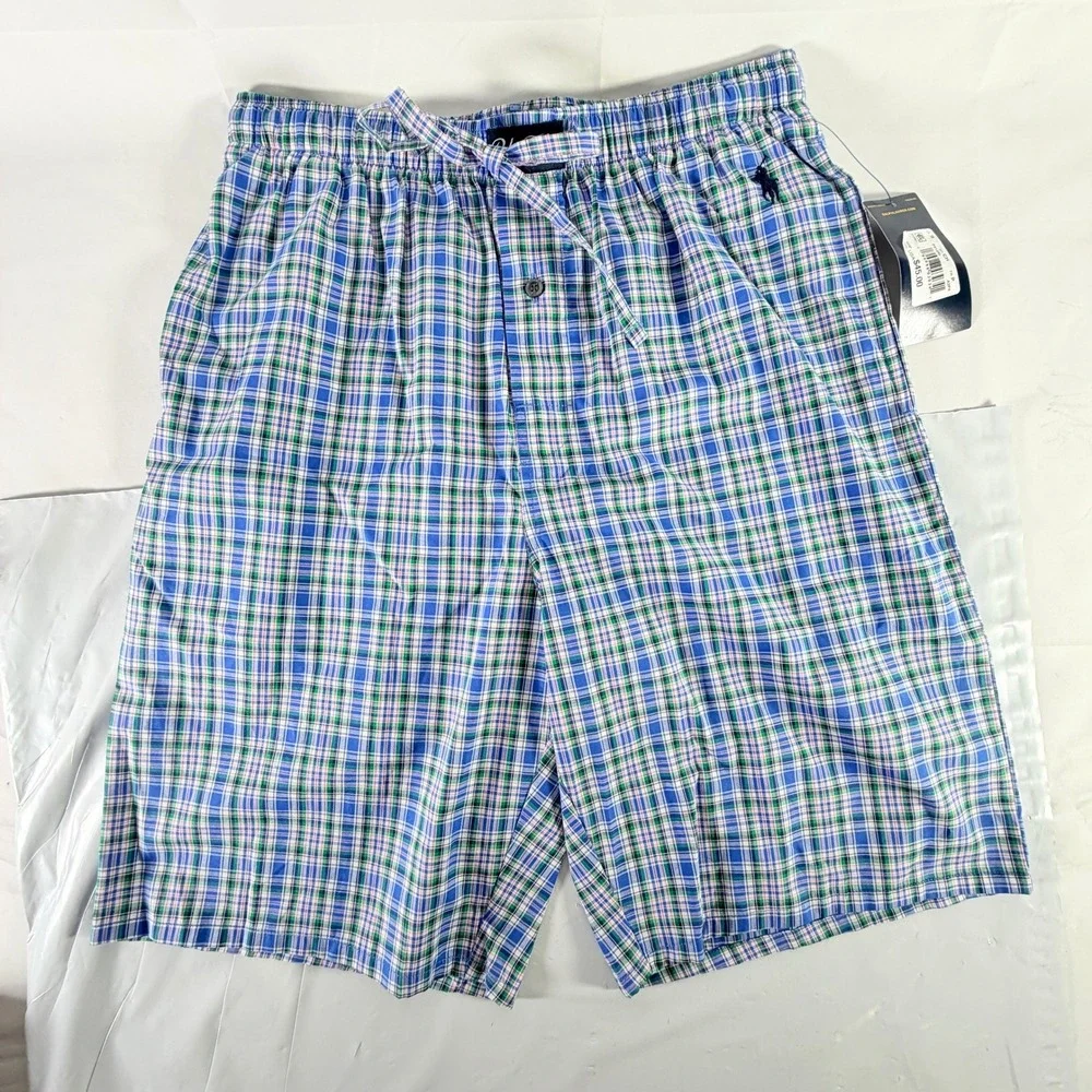 Polo Ralph Lauren Men's Plaid‎ Woven Sleep Pajama Shorts Blue Green S P512RL